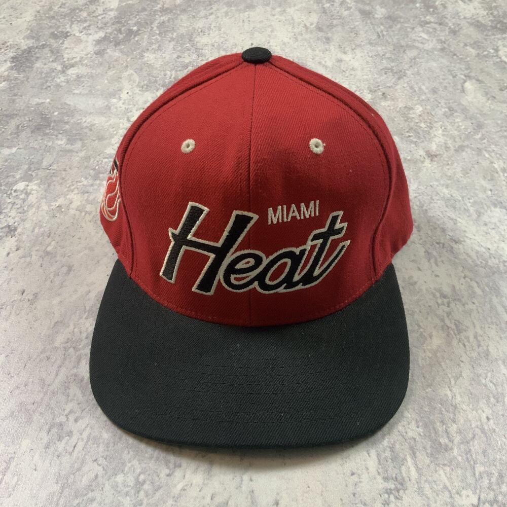 Mitchell & Ness Miami Heat Hat Mens Red Script Throwback NBA Basketball Snapback